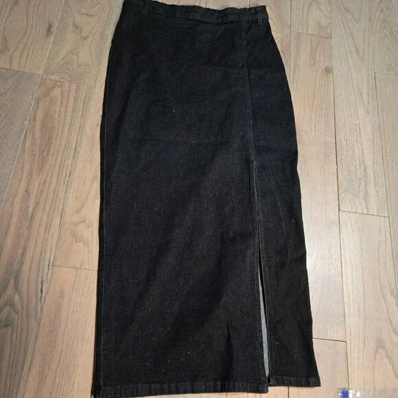Stanley Morgan Black Denim Skirt Long Size 18 - Picture 3 of 3